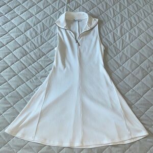 Zara Ivory Sleeveless Dress with Zip Collar